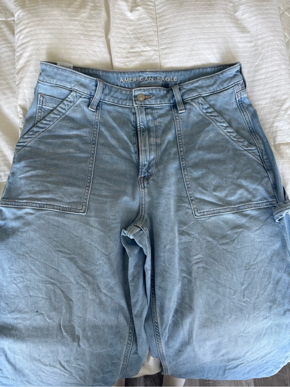 American Eagle Wide Leg Light Wash Stretch Jeans - Light Blue